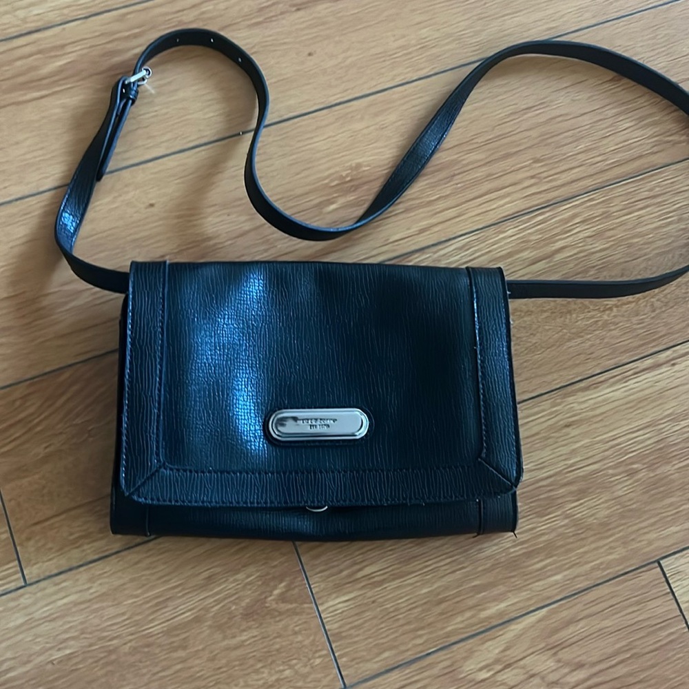 Vintage 90s Black Liz Claiborne Faux Leather Crossbody Bag